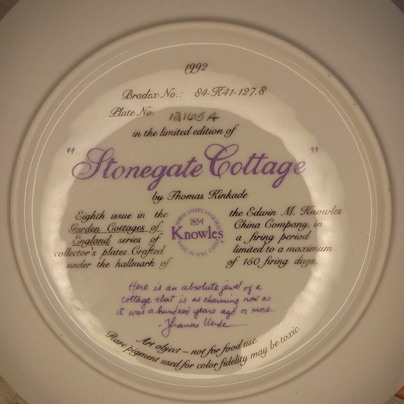 Thomas Kinkade Limited Edition Cottage Plates ( Set of Two) - Picture 5 of 12